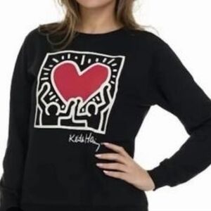 Keith Haring Radiant Heart Lightweight Crewneck Sweatshirt Black Size Small